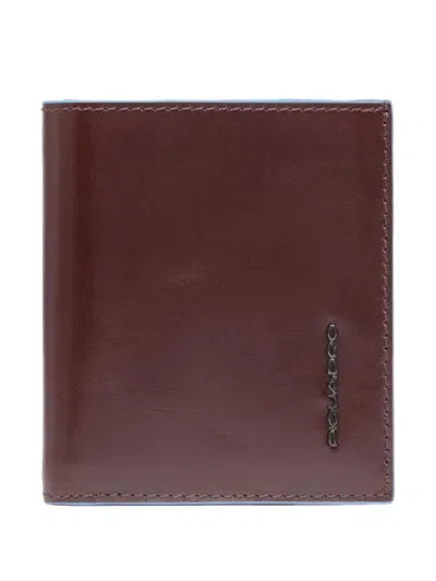Piquadro Logo-plaque Leather Cardholder In Brown