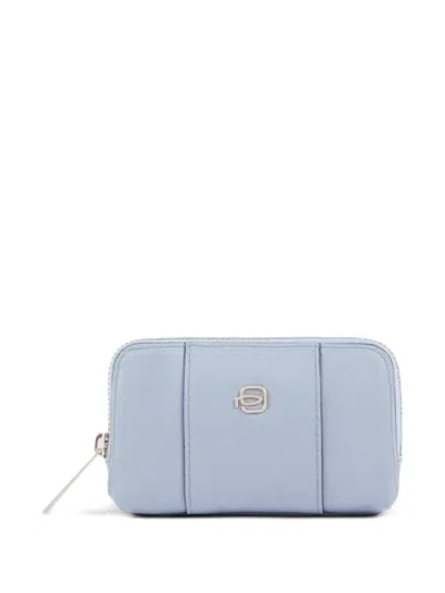 Piquadro Logo-plaque Leather Key Holder In Blue