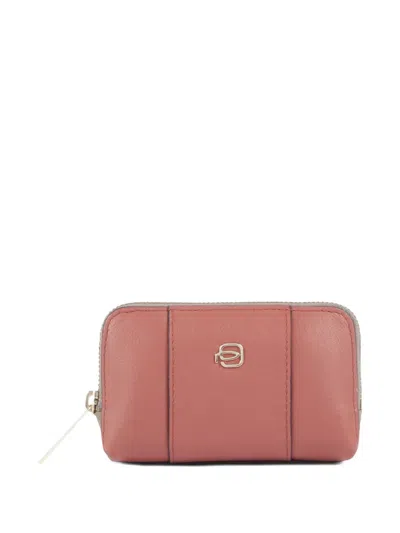 Piquadro Logo-plaque Leather Key Holder In Pink