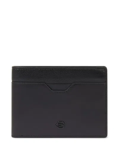 Piquadro Logo-plaque Leather Wallet In Black