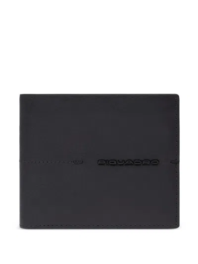 Piquadro Logo-plaque Leather Wallet In Black