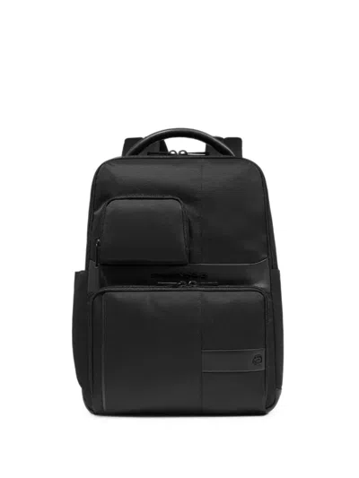 Piquadro Logo-plaque Panelled Backpack In Black