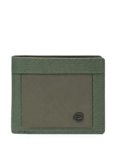 Piquadro Logo-plaque Panelled Wallet In Green