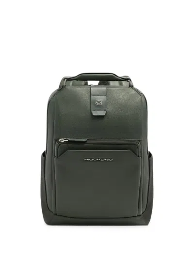 Piquadro Logo-plaque Pebbled Leather Backpack In Gray