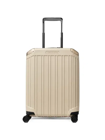 Piquadro Logo-plaque Ribbed Suitcase In White