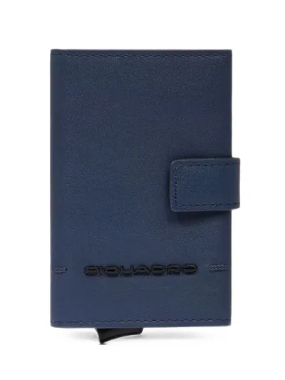 Piquadro Logo-plaque Touch-strap Wallet In Blue