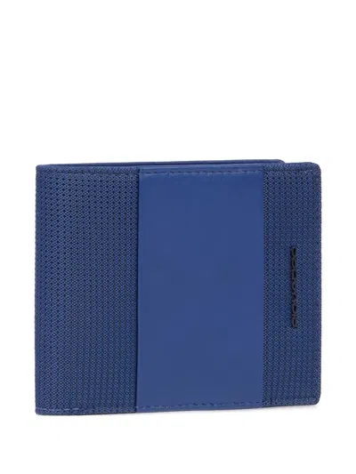 Piquadro Logo-plaque Wallet In Blue