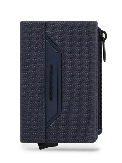 Piquadro Logo-plaque Wallet In Blue