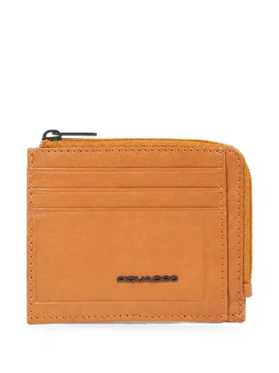 Piquadro 로고 장식 집업 지갑 In Orange