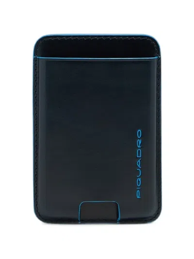 Piquadro Logo-print Leather Cardholder In Black