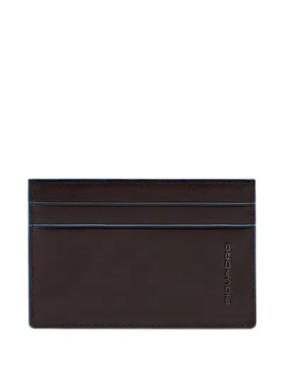 Piquadro Logo-print Leather Cardholder In Brown