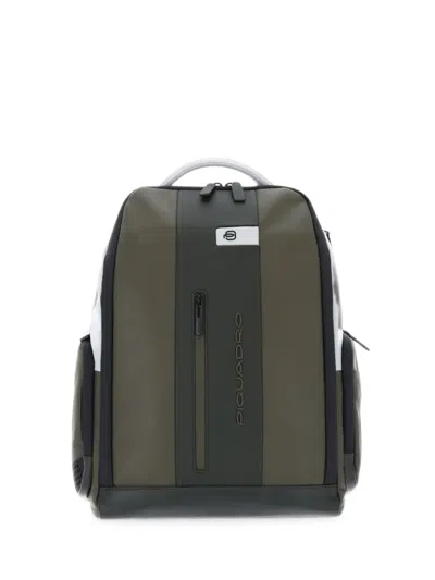Piquadro Logo-print Panelled Backpack In Green