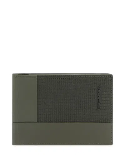 Piquadro Logo-print Panelled Wallet In Green