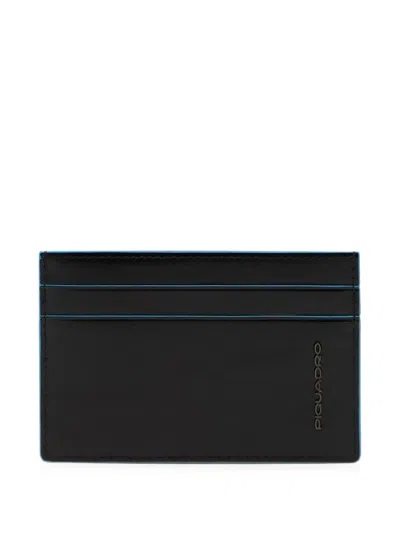 Piquadro Logo-stamp Leather Cardholder In Black