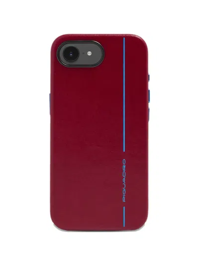 Piquadro Magsafe Leather Phone Cover In Purple