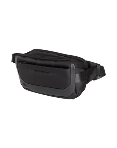 Piquadro Man Belt Bag Black Size - Cow Leather, Eva (ethylene - Vinyl - Acetate), Nylon, Polyester,
