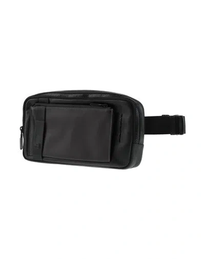 Piquadro Man Belt Bag Black Size - Cow Leather, Nylon, Polyester, Metal