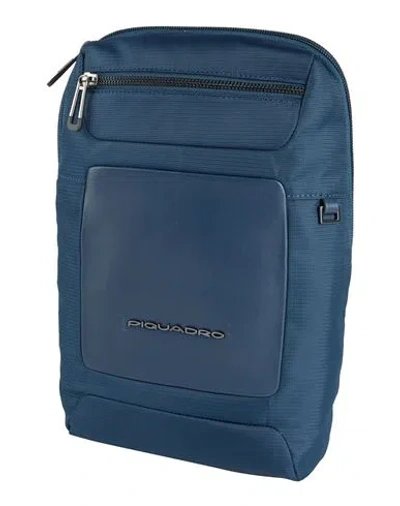 Piquadro Man Belt Bag Midnight Blue Size - Cow Leather, Eva (ethylene - Vinyl - Acetate), Nylon, Met
