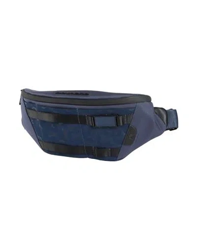 Piquadro Man Belt Bag Navy Size - Cow Leather, Eva (ethylene - Vinyl - Acetate), Nylon, Polyester, M In Multi