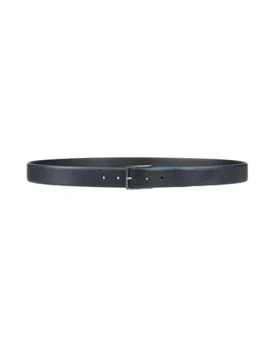Piquadro Man Belt Midnight Blue Size 43 Leather, Metal, Synthetic Fibers In Pattern