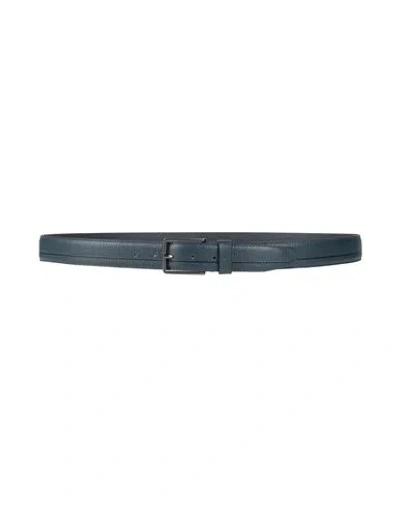 Piquadro Man Belt Navy Size 43.5 Cow Leather In Green