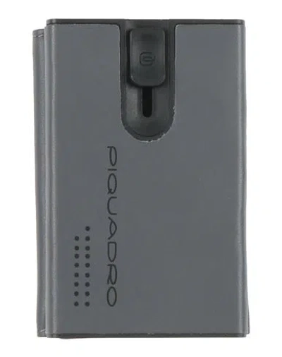 Piquadro Man Cardholder Grey Size - Leather, Plastic In Gray