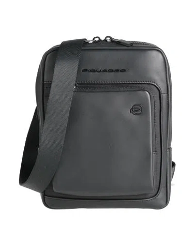 Piquadro Man Cross-body Bag Black Size - Cow Leather, Nylon, Polyester, Metal