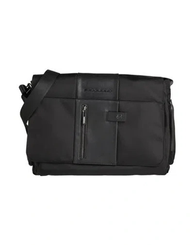 Piquadro Man Cross-body Bag Black Size - Cow Leather, Polyester, Nylon, Metal