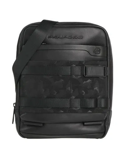 Piquadro Man Cross-body Bag Black Size - Leather, Textile Fibers