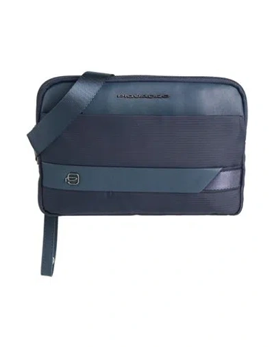 Piquadro Man Cross-body Bag Blue Size - Cow Leather, Nylon, Metal, Pes