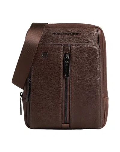 Piquadro Man Cross-body Bag Dark Brown Size - Cow Leather, Eva (ethylene - Vinyl - Acetate), Nylon,
