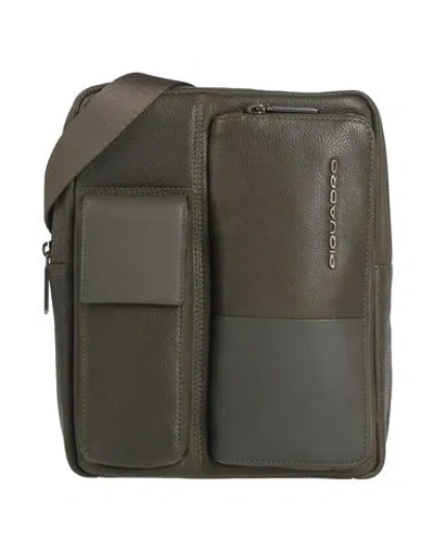 Piquadro Man Cross-body Bag Military Green Size - Cow Leather, Eva (ethylene - Vinyl - Acetate), Nyl