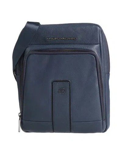 Piquadro Man Cross-body Bag Navy Size - Cow Leather, Eva (ethylene - Vinyl - Acetate), Nylon, Polyes