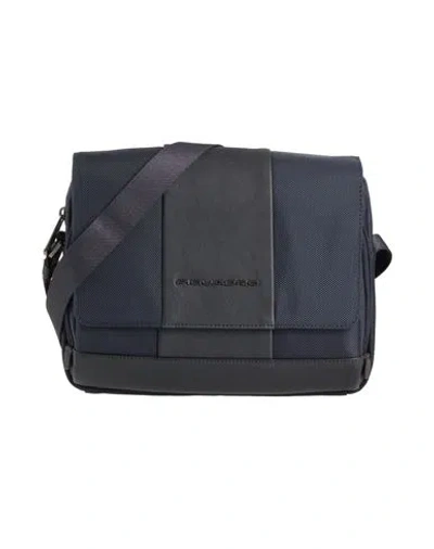Piquadro Man Cross-body Bag Midnight Blue Size - Recycled Nylon, Cow Leather