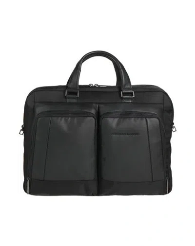 Piquadro Man Handbag Black Size - Cow Leather, Nylon, Polyester, Eva (ethylene - Vinyl - Acetate), M In Black