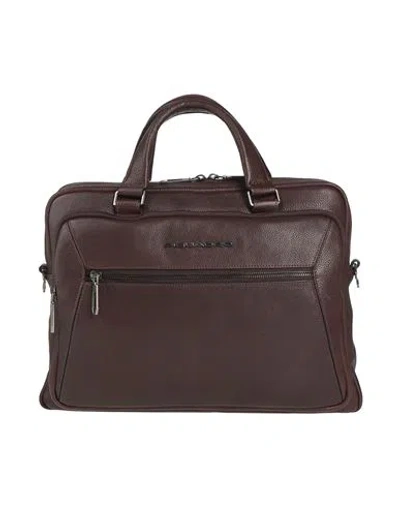 Piquadro Man Handbag Chocolate Brown Size - Cow Leather, Eva (ethylene - Vinyl - Acetate), Nylon, Po