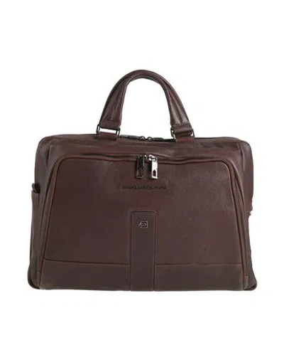 Piquadro Man Handbag Dark Brown Size - Cow Leather, Eva (ethylene - Vinyl - Acetate), Nylon, Polyest