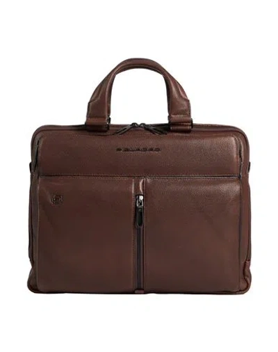 Piquadro Man Handbag Dark Brown Size - Cow Leather, Eva (ethylene - Vinyl - Acetate), Nylon, Polyest In Brown