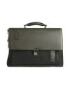 Piquadro Man Handbag Military Green Size - Bovine Leather, Polyester, Cotton