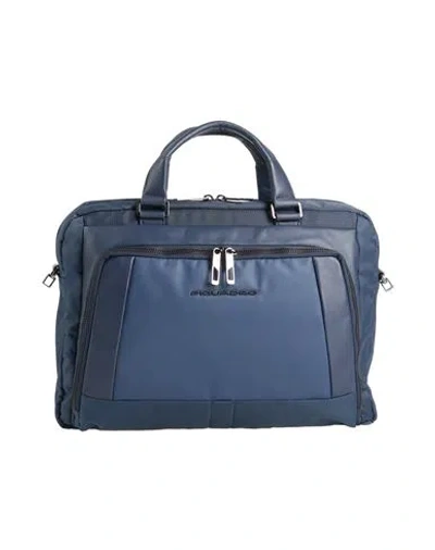 Piquadro Man Handbag Navy Size - Cow Leather, Eva (ethylene - Vinyl - Acetate), Nylon, Polyester, Me In Navy Blue
