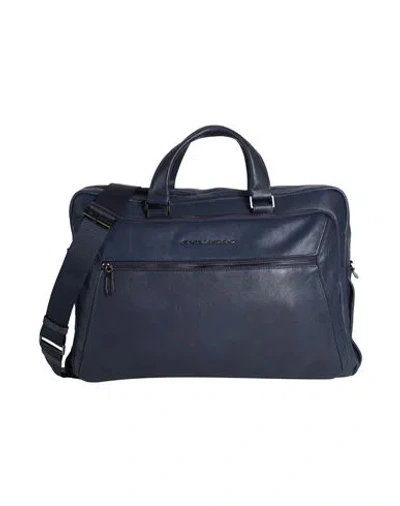 Piquadro Man Handbag Navy Size - Cow Leather In Blue