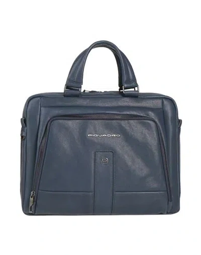 Piquadro Man Handbag Navy Size - Cow Leather, Eva (ethylene - Vinyl - Acetate), Nylon, Polyester In Blue
