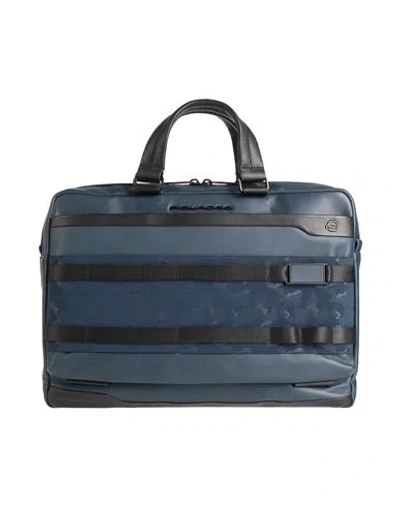 Piquadro Man Handbag Navy Size - Leather, Textile Fibers