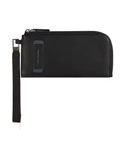 Piquadro Man Wallet Black Size - Bovine Leather, Eva (ethylene - Vinyl - Acetate), Nylon, Polyester,
