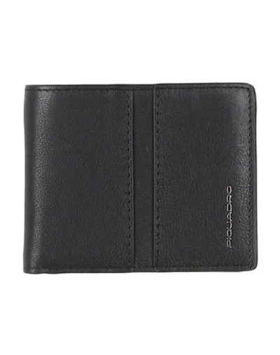 Piquadro Man Wallet Black Size - Cow Leather, Metal