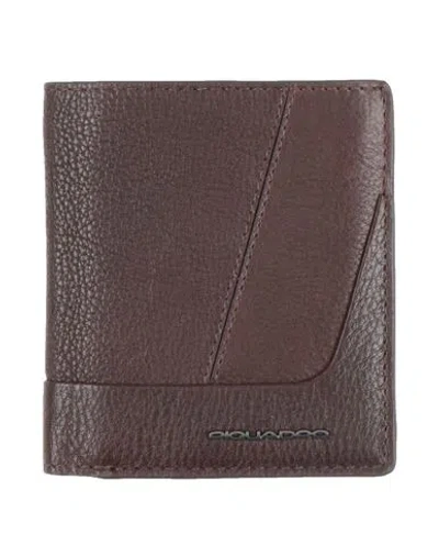Piquadro Man Wallet Chocolate Brown Size - Cow Leather, Metal
