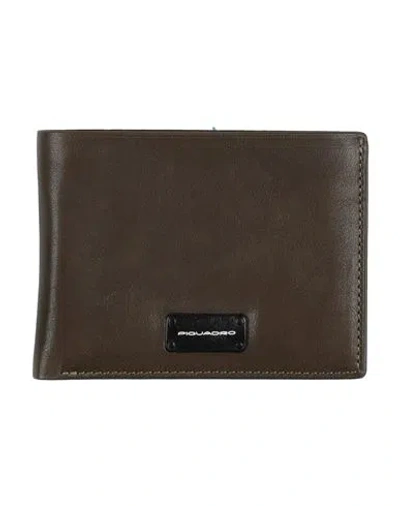 Piquadro Man Wallet Dark Green Size - Cow Leather, Aluminum