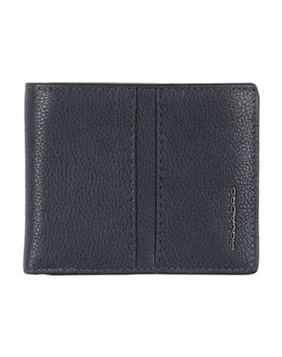 Piquadro Man Wallet Midnight Blue Size - Cow Leather, Metal
