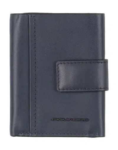 Piquadro Man Wallet Navy Size - Cow Leather