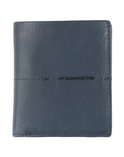 Piquadro Man Wallet Navy Size - Cow Leather In Blue
